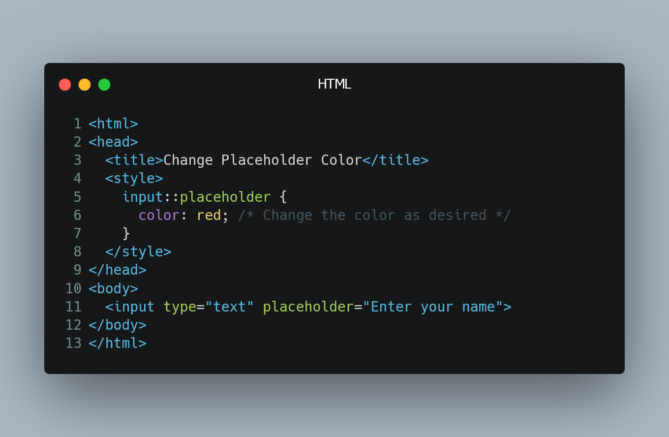 Changing an HTML Input's Placeholder Color with CSS
