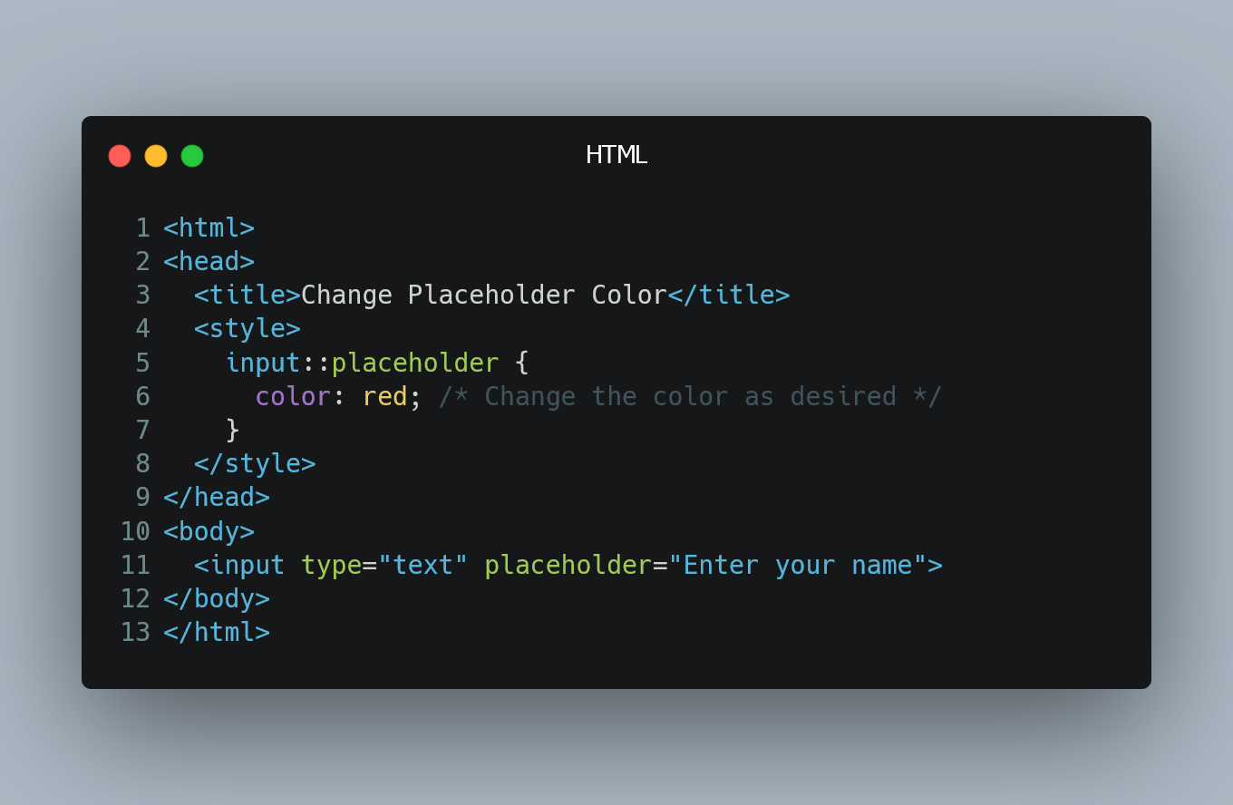 Changing an HTML Input's Placeholder Color with CSS Tiloid