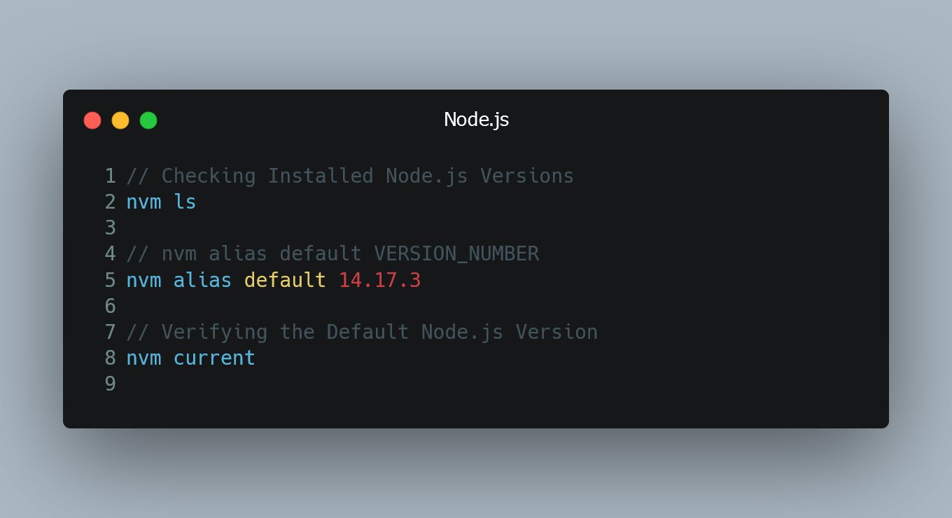 Setting the Default Node Version using NVM