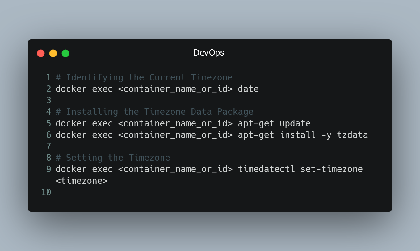 Changing Timezone in a Docker Container