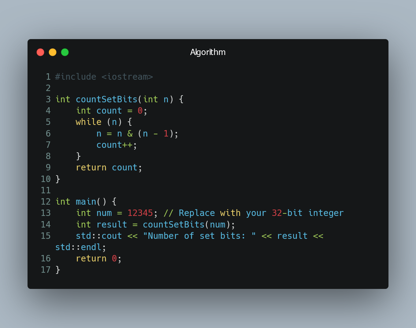 Counting the Number of Set Bits in a 32-bit Integer