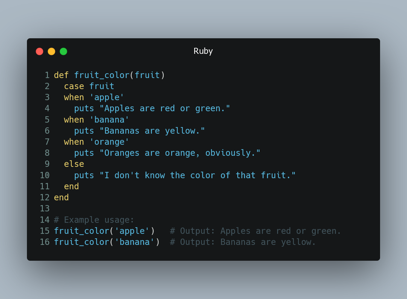 Writing a Switch Statement in Ruby