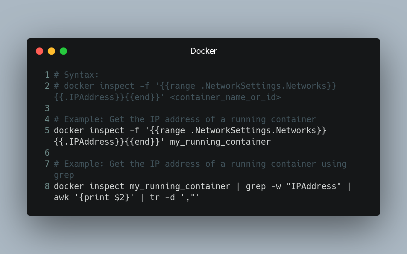 Getting a Docker container's IP address from the host