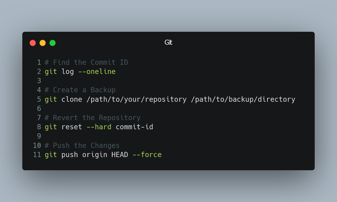 Reverting a Git Repository to a Previous Commit