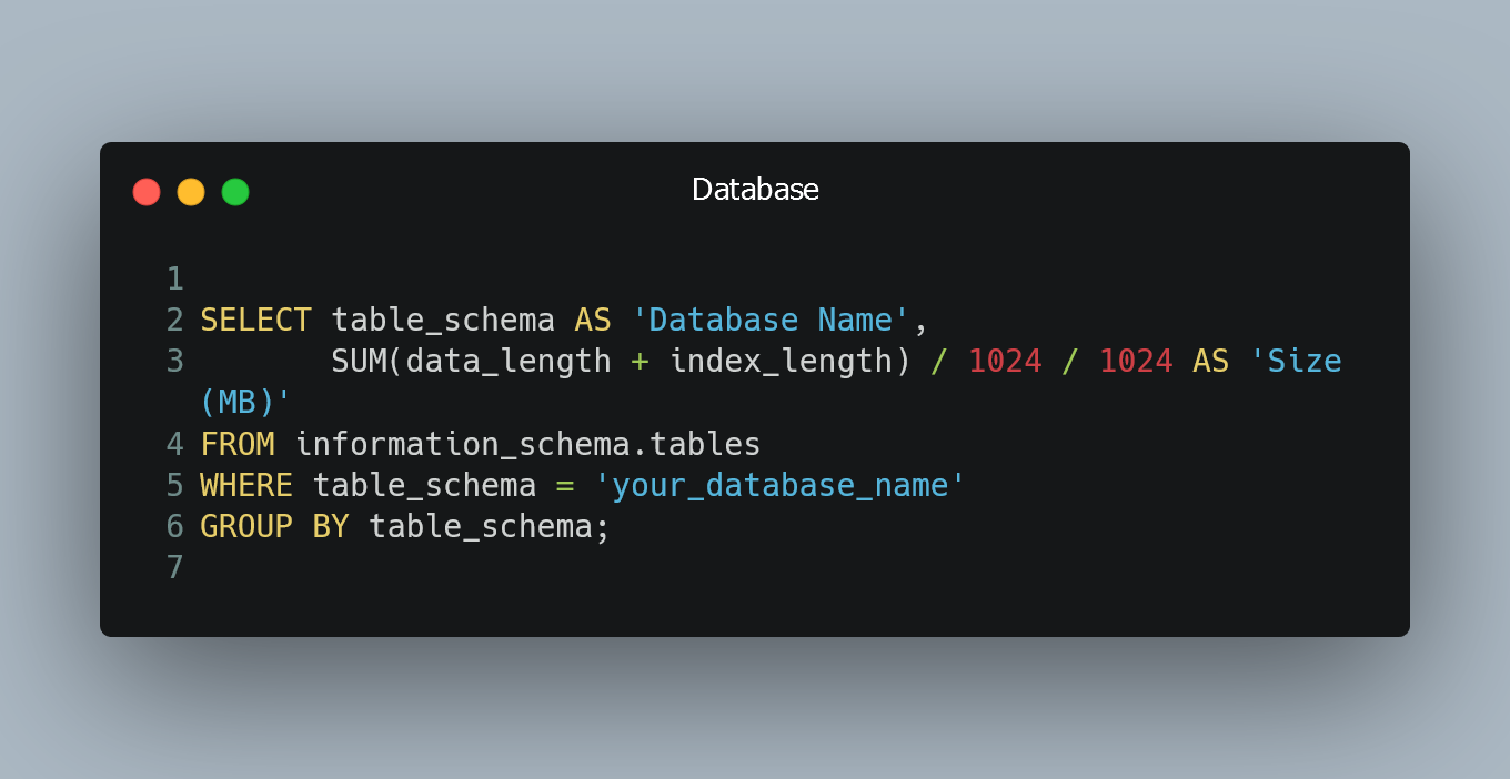 How to Get the Size of a MySQL Database